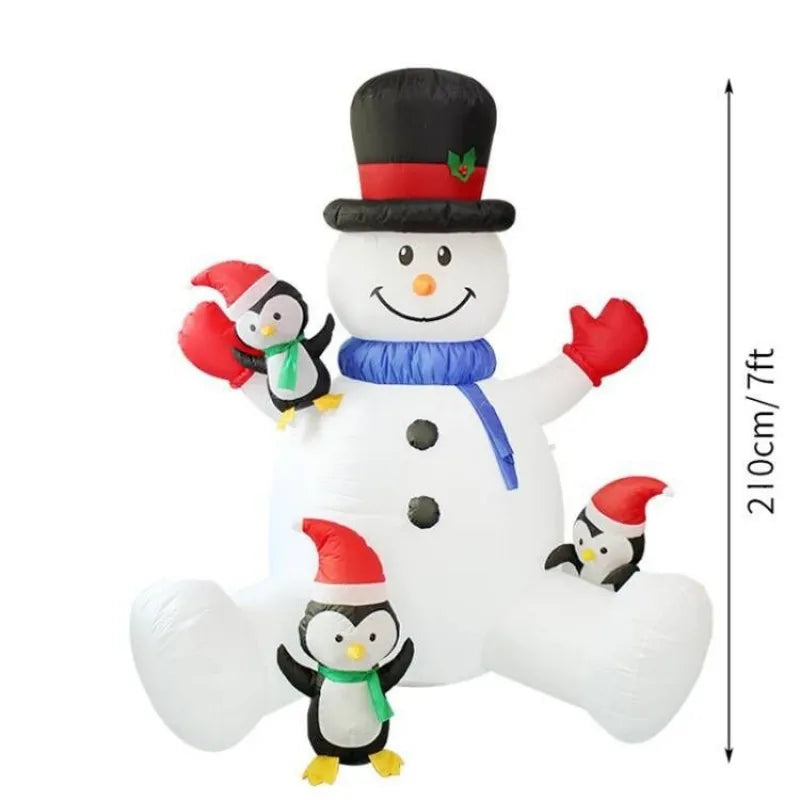 Christmas Inflatable Snowman Penguin Stacked Arhat with LED Lights