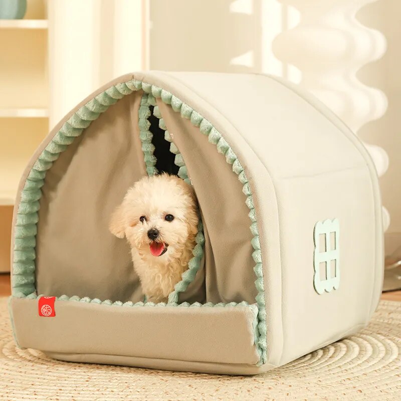 Dog Bed Cozy Cave Washable Cat Tent House With Soft Cushion Warm Funny For Small Medium Baby Pet Accessories Beds And Furniture