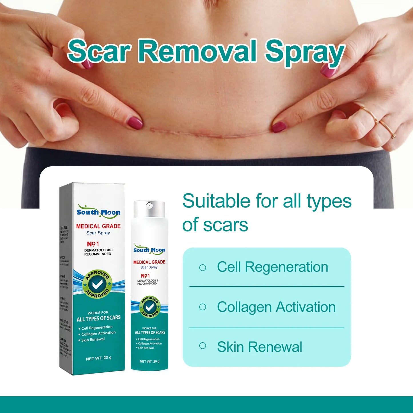 Scar Remover Spray Repair Stretch Mark Firming Body Treatment Streak Obesity Improve Smooth Skin Promote Collagen Activatio Care