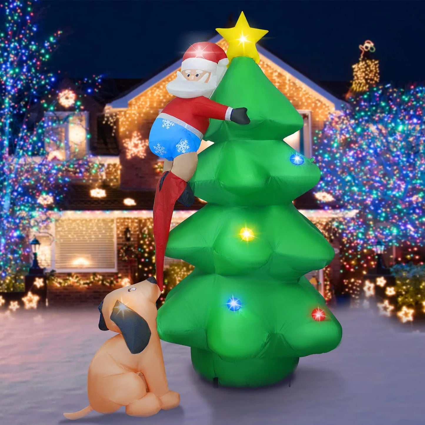 6FT Christmas Tree with Santa Claus and Dog with LED