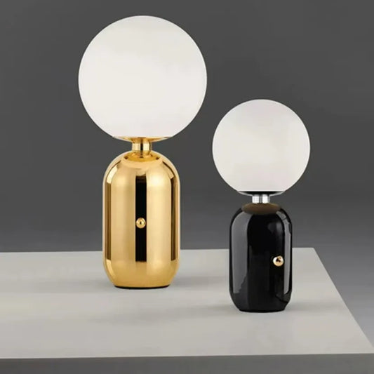 Glass Ball Table Lamp for Bedroom Bedside Side Lights Modern Decoration Gold Black Desk Lighting Plug in Home Indoor Decor