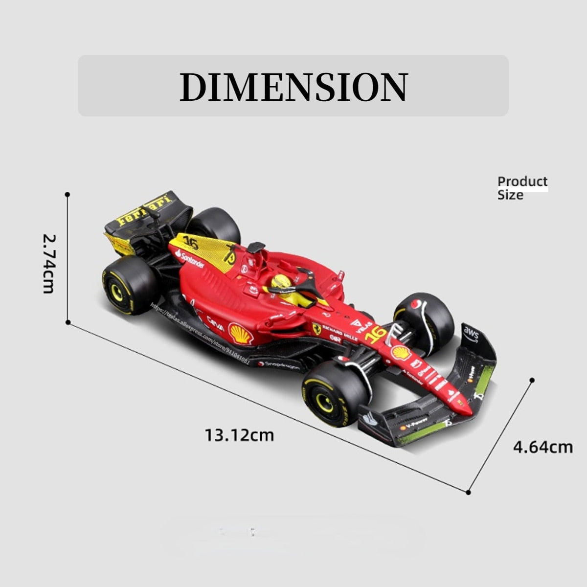 Bburago F1 2022 Car Model with Showcase, 75th Ferrari F175 Scale 1:43 Mercedes Red Bull Racing Replica Formula 1 Toy Miniature