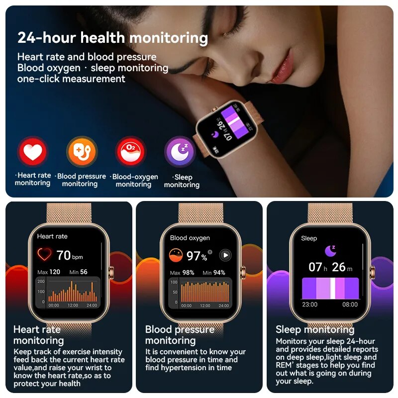 LIGE Smart Watch Woman Bluetooth Call AI Voice Waterproof IP68 Bracelet Heart Rate Blood Pressure Tracker 2023 Smartwatch Ladies