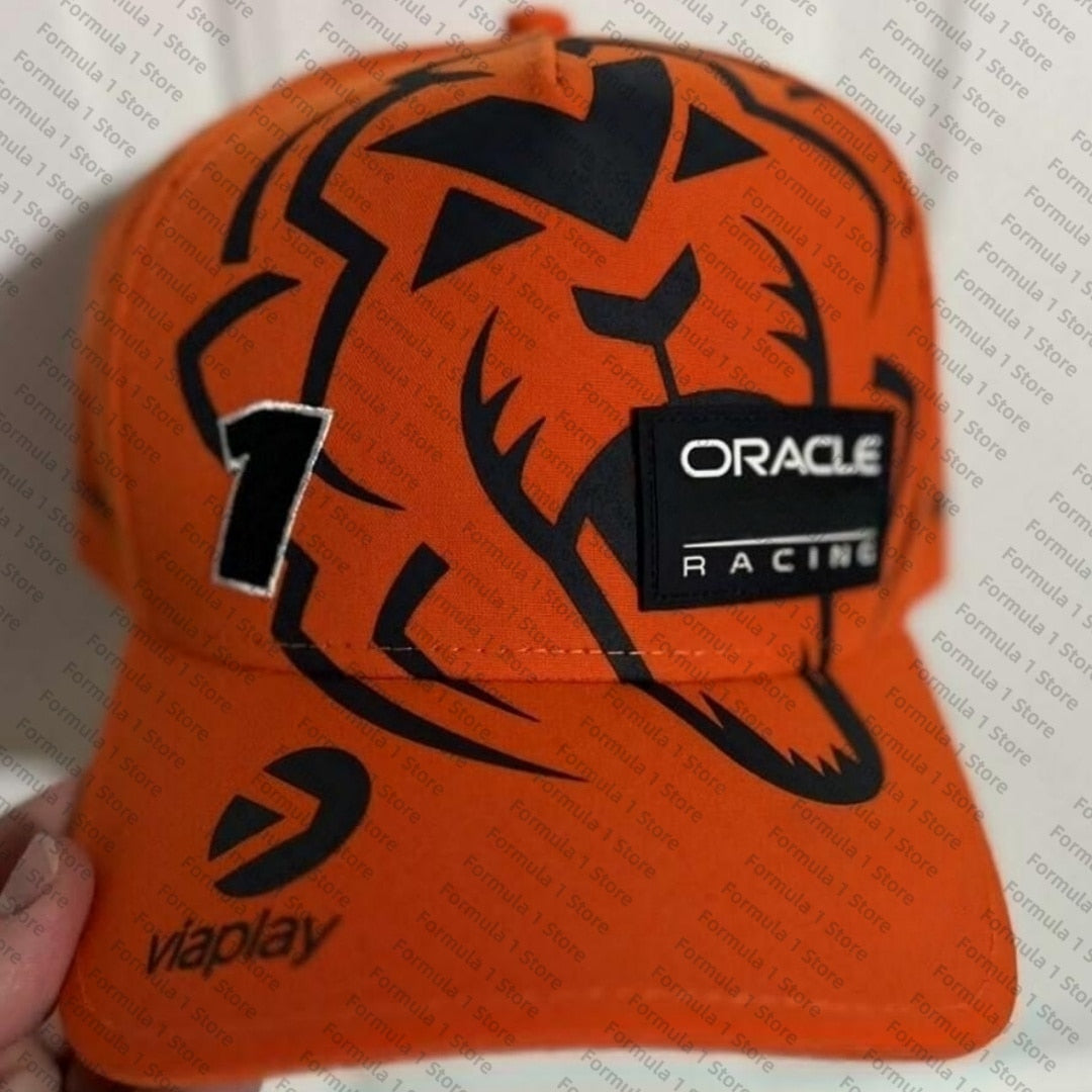 High Quality Official Website Red Color Bull Racing Team F1 Orange Lion Driver Cap 2023 Max Verstapen Cap Hat Formula 1 Sun Hat