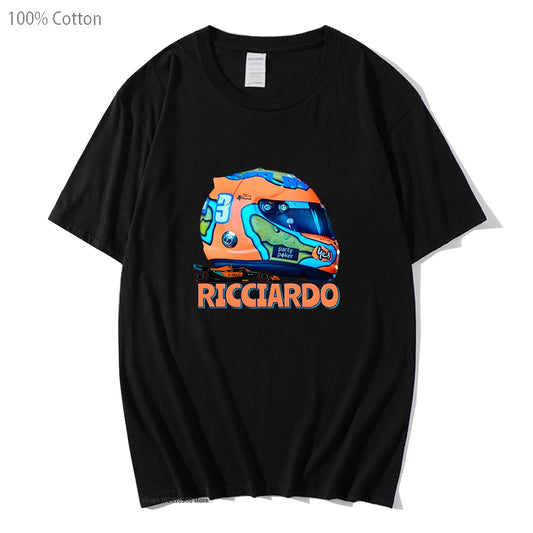 Formula 1 Mclaren Team with Mcl36 Car T-Shirts Daniel Ricciardo Helmet Shirt F1 Y2k Clothes Unisex Women Men Clothing 100%Cotton