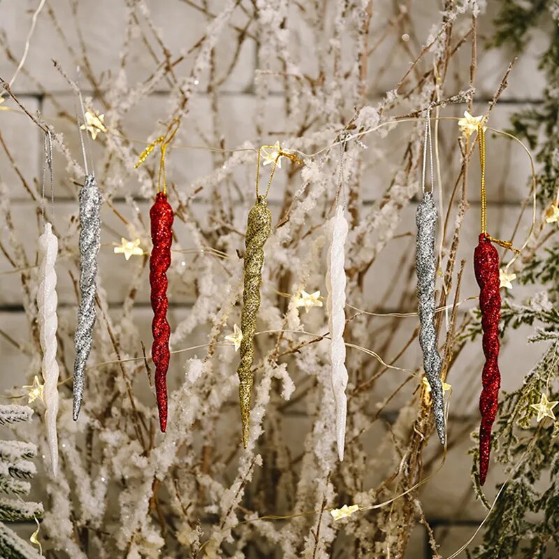 10pcs Xmas Tree Hanging Ornament Simulation Ice Winter