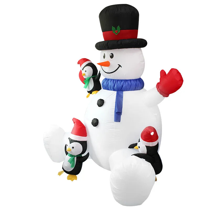 Christmas Inflatable Snowman Penguin Stacked Arhat with LED Lights