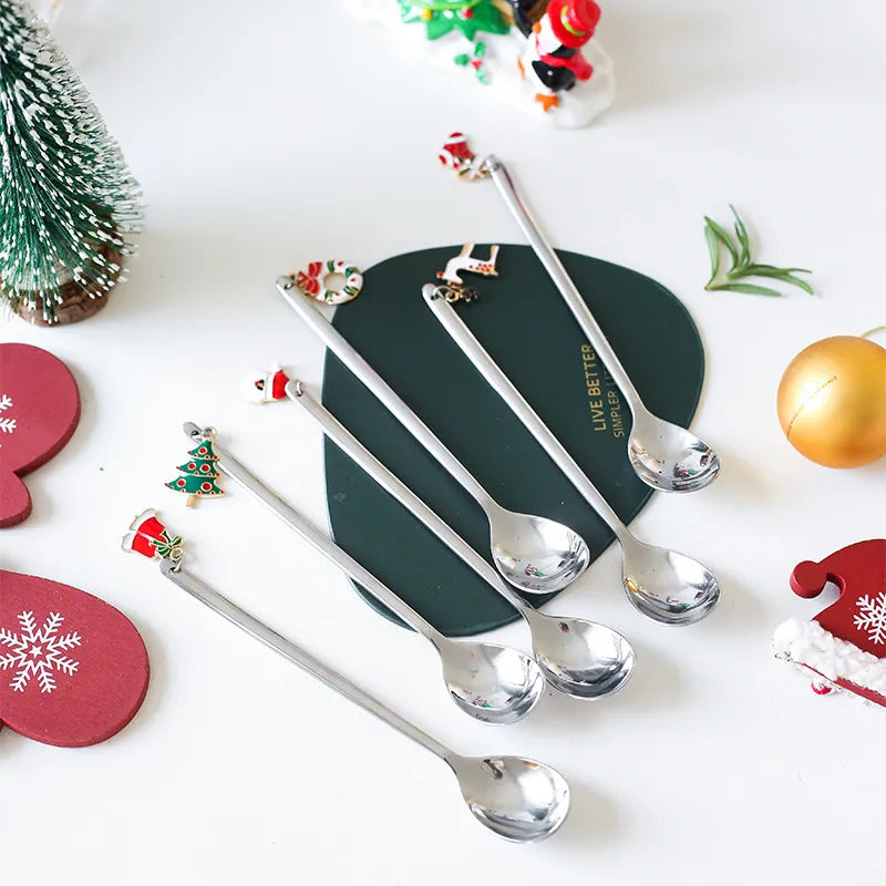 4pcs New Year Christmas Spoon Fork