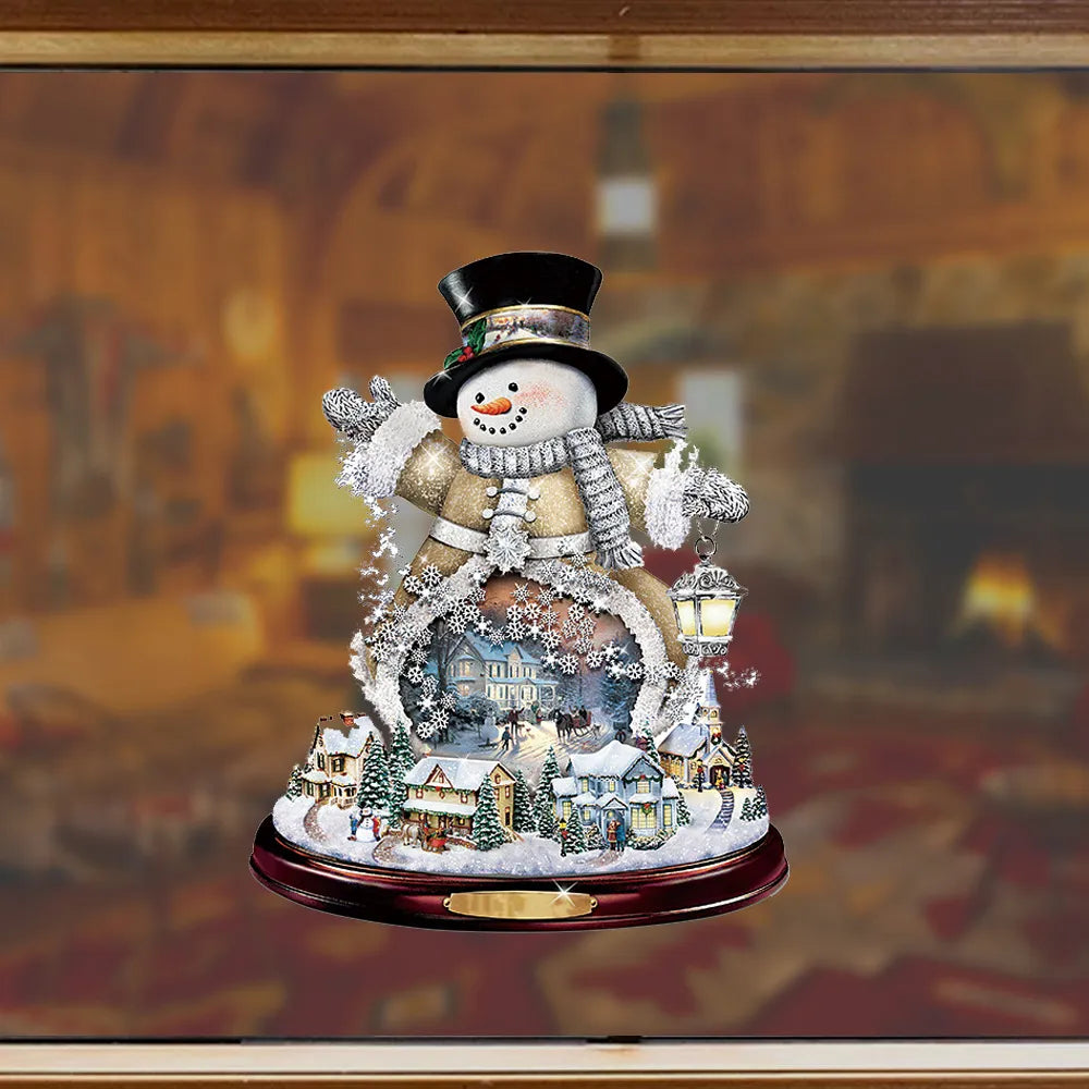 Christmas Crystal Tree Santa Claus Snowman Rotating