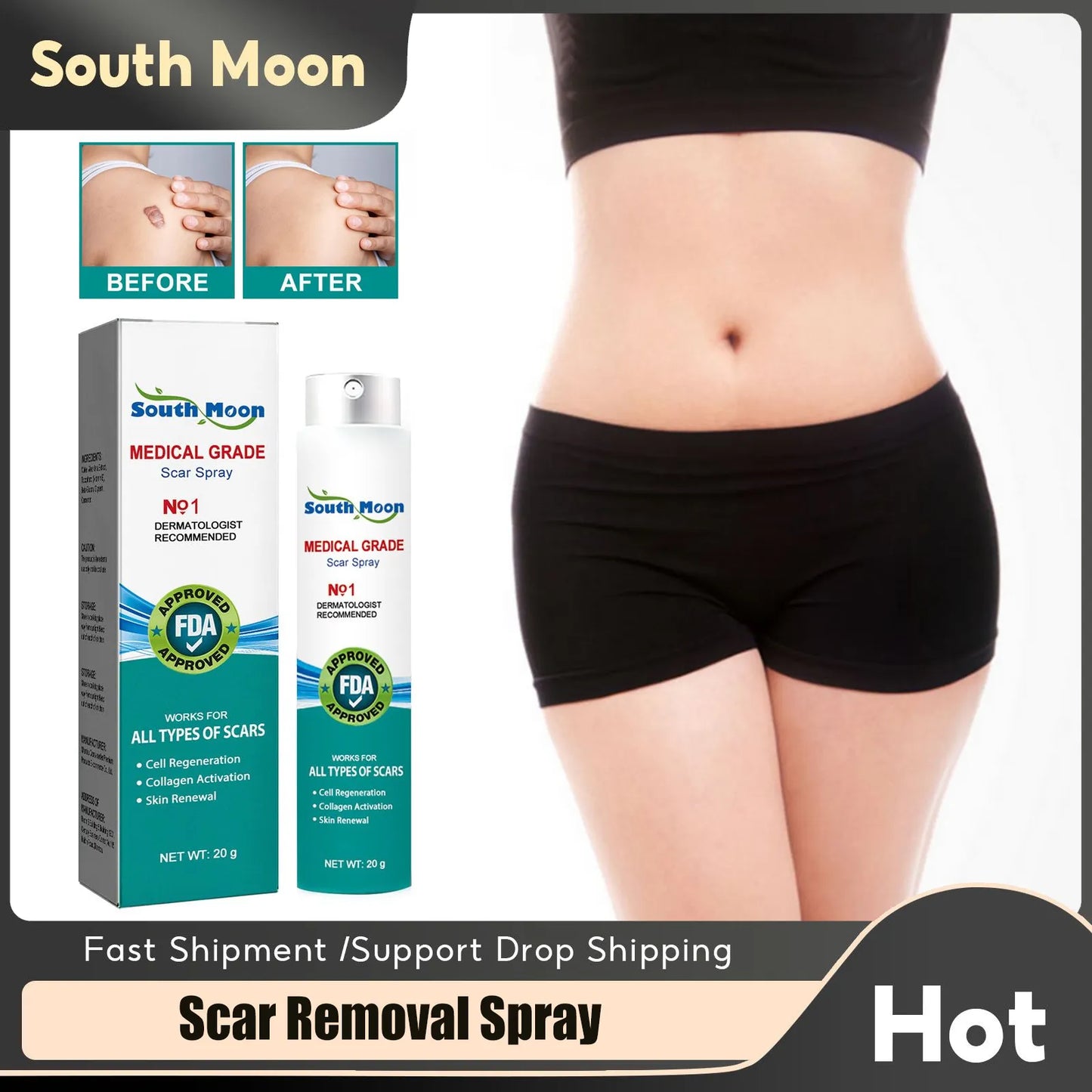 Scar Remover Spray Repair Stretch Mark Firming Body Treatment Streak Obesity Improve Smooth Skin Promote Collagen Activatio Care