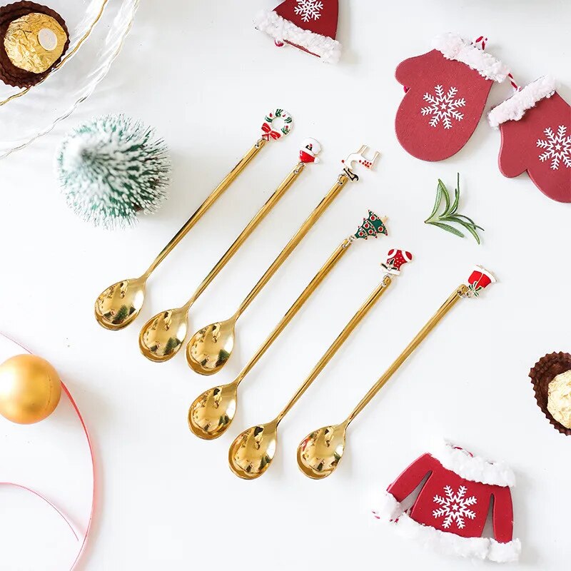 4pcs New Year Christmas Spoon Fork