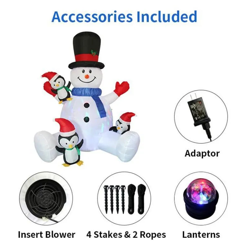 Christmas Inflatable Snowman Penguin Stacked Arhat with LED Lights