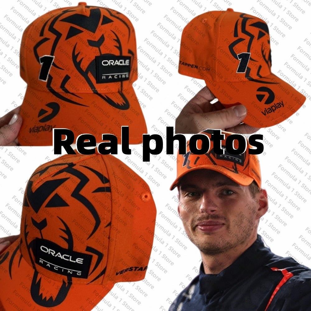 High Quality Official Website Red Color Bull Racing Team F1 Orange Lion Driver Cap 2023 Max Verstapen Cap Hat Formula 1 Sun Hat