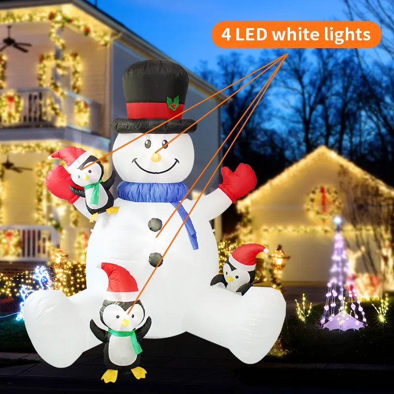 Christmas Inflatable Snowman Penguin Stacked Arhat with LED Lights