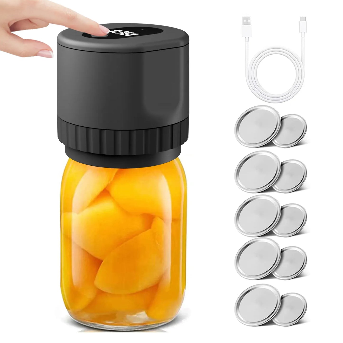 Electric Mason Jar Vacuum Sealer + 10 Extra Sealers - 🚨 58% OFF LAST DAY (ALMOST SOLD OUT)