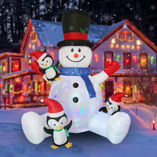 Christmas Inflatable Snowman Penguin Stacked Arhat with LED Lights