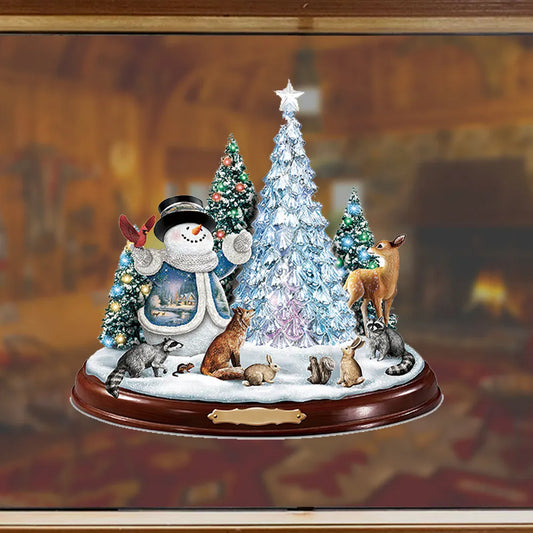 Christmas Crystal Tree Santa Claus Snowman Rotating