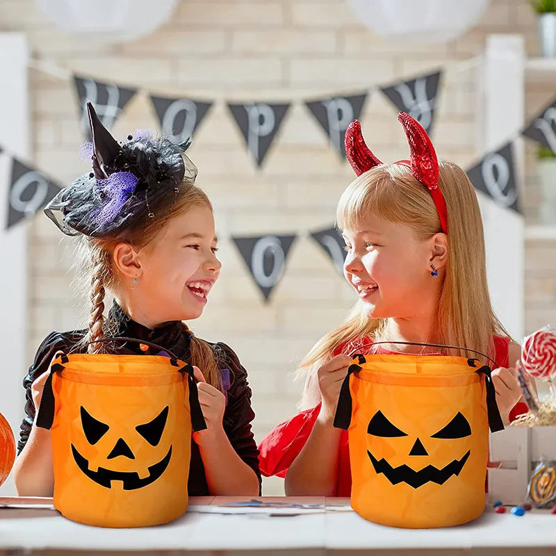 LED Light Halloween Trick or Treat Bucket Pumpkin Candy Baskets