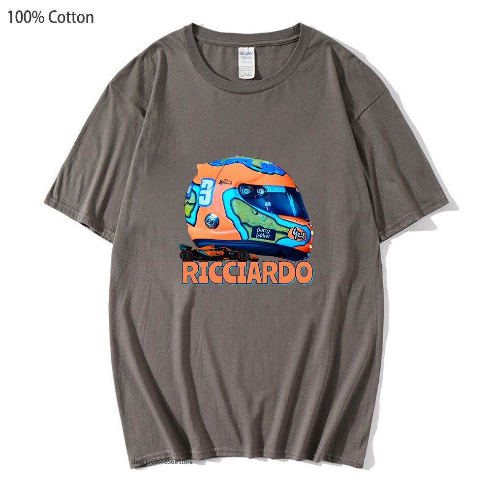 Formula 1 Mclaren Team with Mcl36 Car T-Shirts Daniel Ricciardo Helmet Shirt F1 Y2k Clothes Unisex Women Men Clothing 100%Cotton