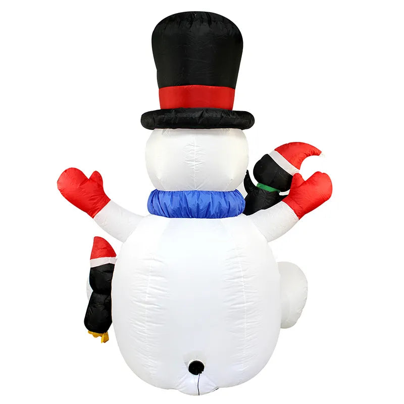 Christmas Inflatable Snowman Penguin Stacked Arhat with LED Lights