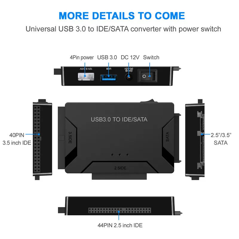 USB 3.0 To SATA IDE 3 Cable Sata To USB Adapter Support 2.5/3.5 Inch External SSD HDD Converter Cable USB 3.0 Hard Drive