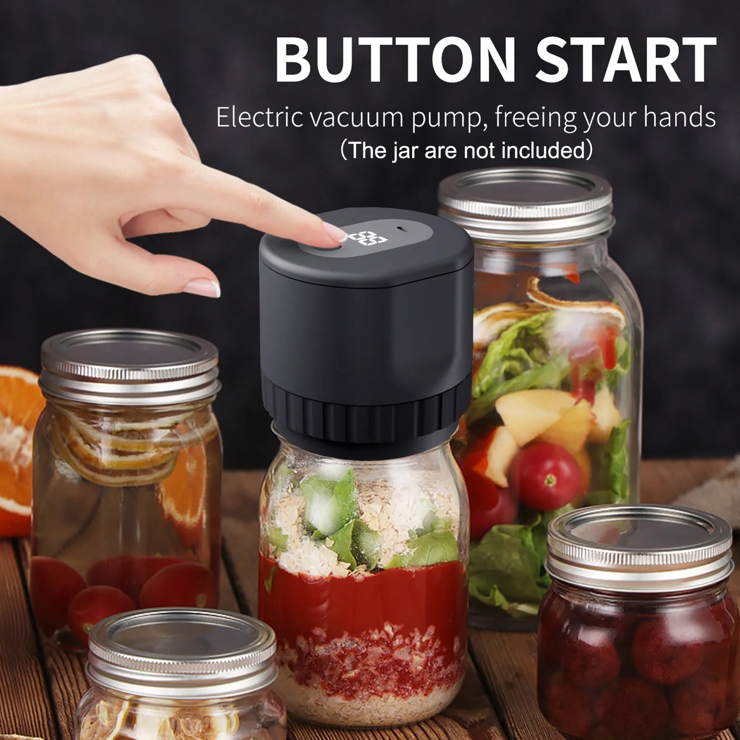 Electric Mason Jar Vacuum Sealer + 10 Extra Sealers - 🚨 58% OFF LAST DAY (ALMOST SOLD OUT)