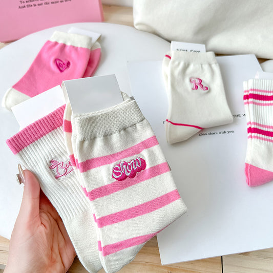 3 Pack Pink Socks Summer Stripes