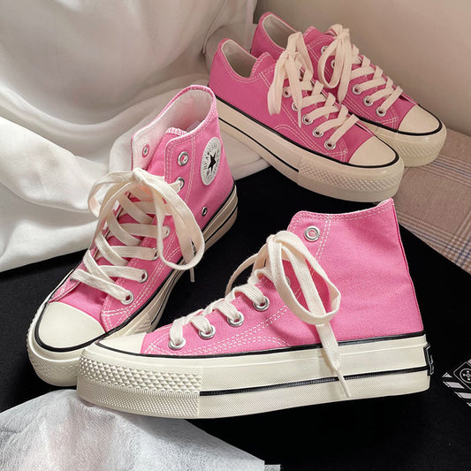 High/ Low Cut Pink Canvas Shoes